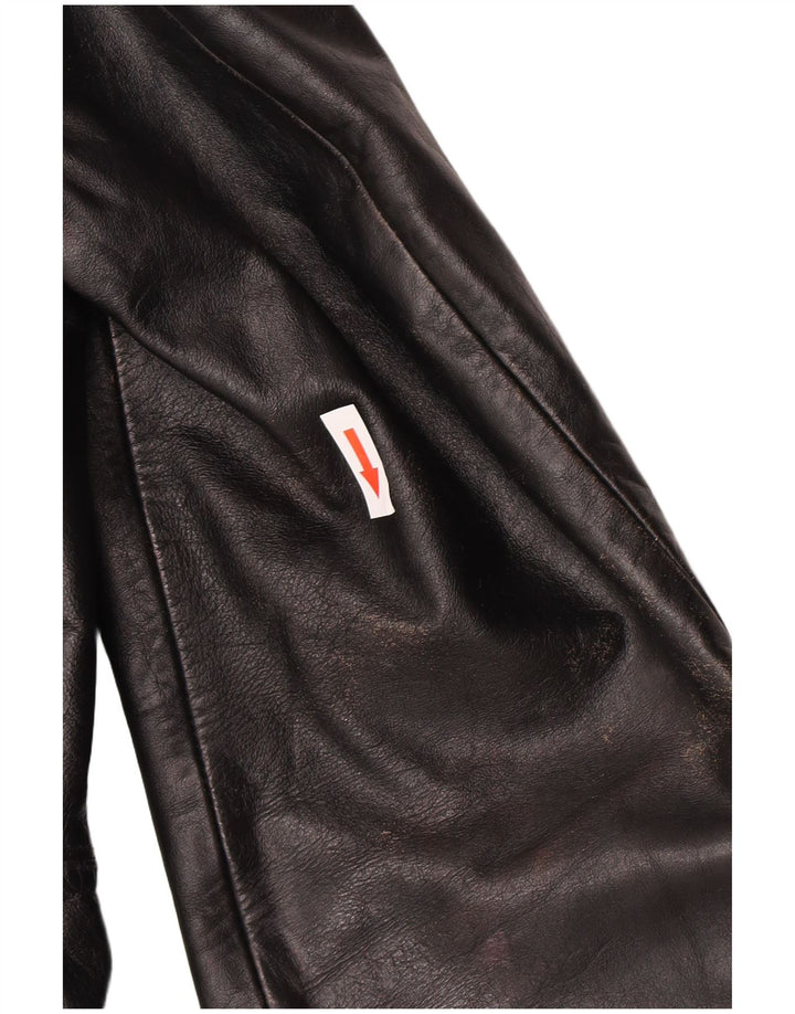 Vintage mujer chaqueta de cuero Reino Unido 10 pequeño cuero negro