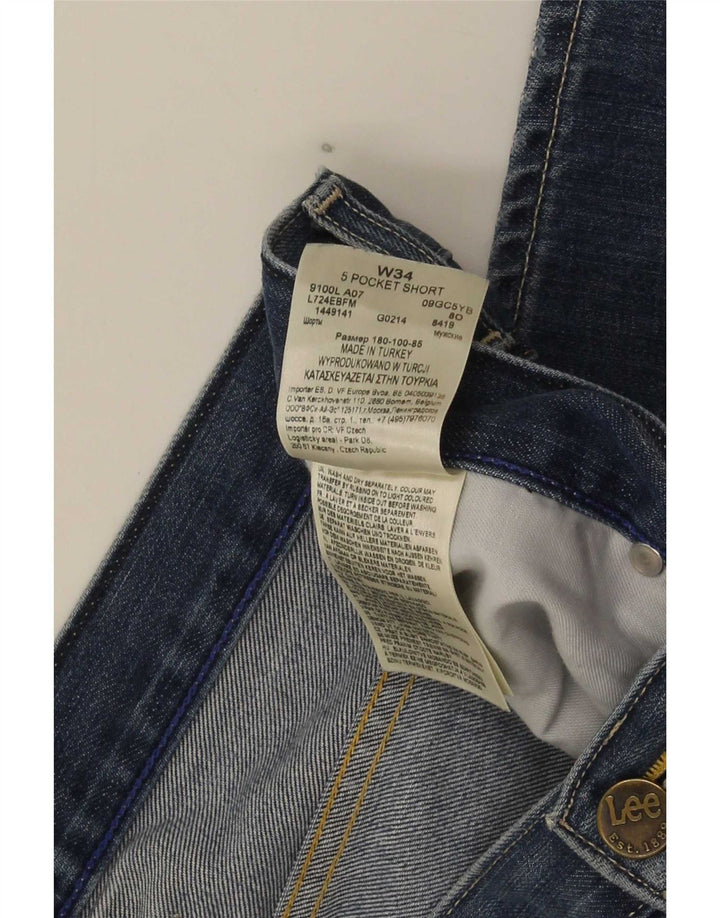 Lee - Pantalones cortos de mezclilla desgastados con 5 bolsillos para hombre W34 grande de algodón azul