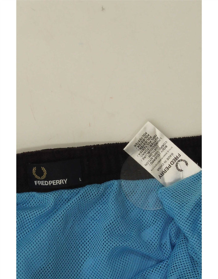 Fred Perry Shorts De Baño Para Hombre Nylon Color Block Azul Grande