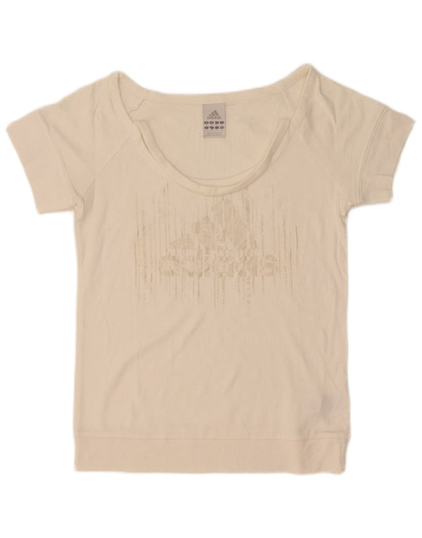 Adidas Camiseta gráfica para mujer Top UK 10 Small White Cotton