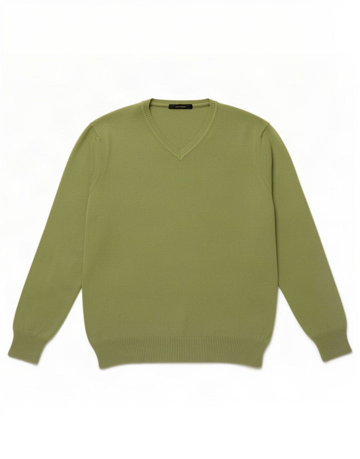 Zara Hombre Jersey Con Cuello En V Jersey Grande Algodón Verde