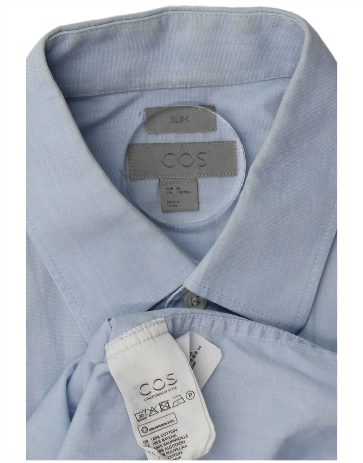 Camisa delgada para hombre COS Talla 38 Algodón azul pequeño