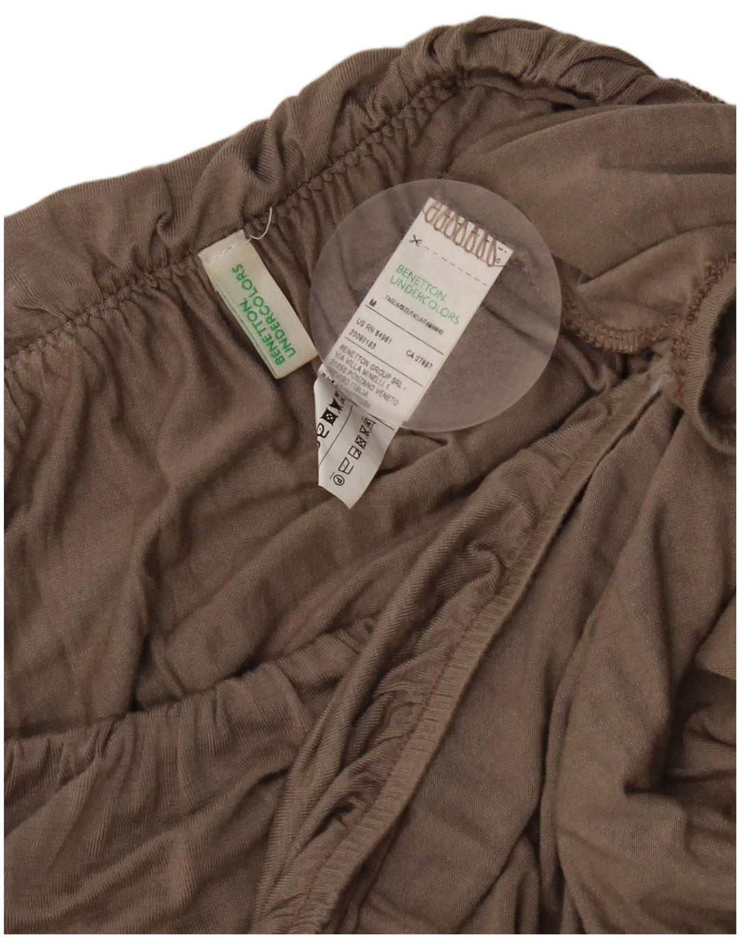 Benetton Top Corto Con Hombros Descubiertos Mujer UK 42 Viscosa Gris Medio