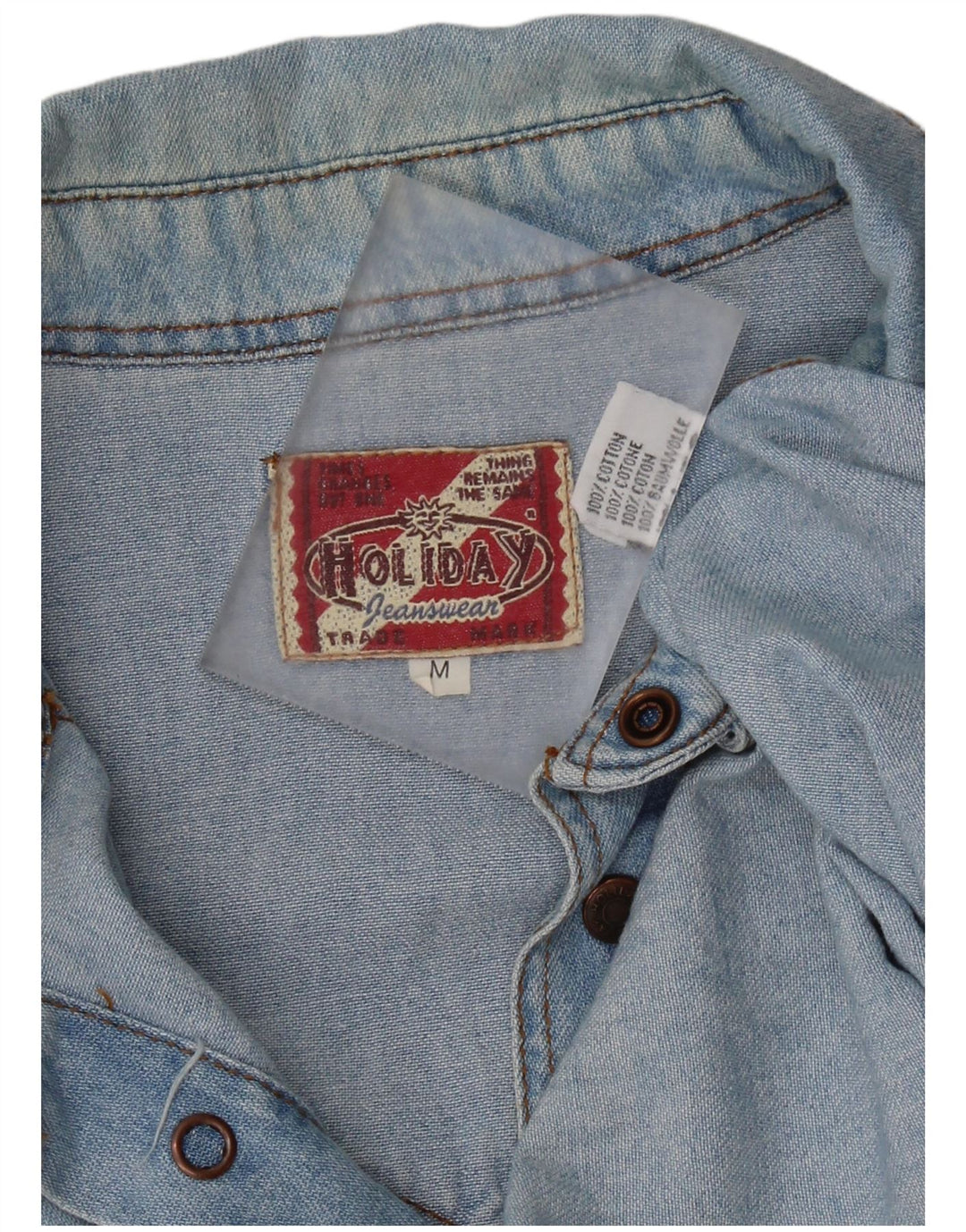 HOLIDAY Camisa vaquera para hombre de algodón azul medio
