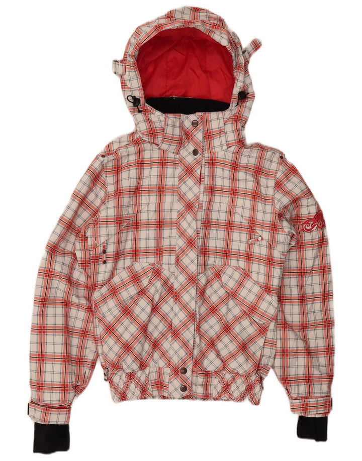 BRUNOTTI Chaqueta cortavientos con gráfico extragrande para mujer UK 10 Small Red Check
