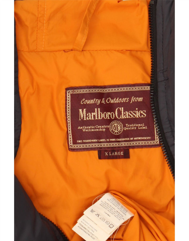 MARLBORO CLASSICS Chaqueta acolchada con capucha para hombre UK 42 XL Bloque de color negro