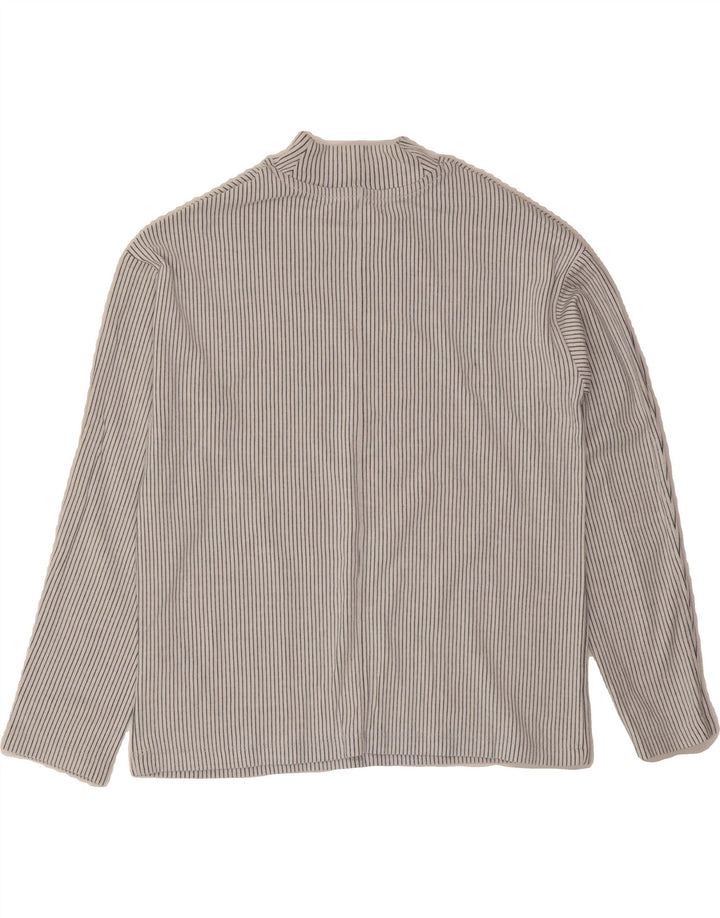 MARKS & SPENCER Womens Top Long Sleeve UK 12 Medium White Striped Cotton Vintage Marks & Spencer and Second-Hand Marks & Spencer from Messina Hembry 