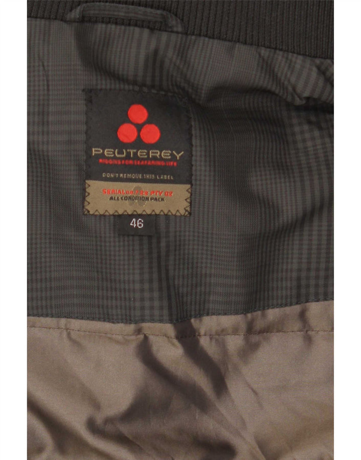 PEUTEREY Chaqueta bomber acolchada para hombre IT 46 Small Gris Pata de gallo Poliamida
