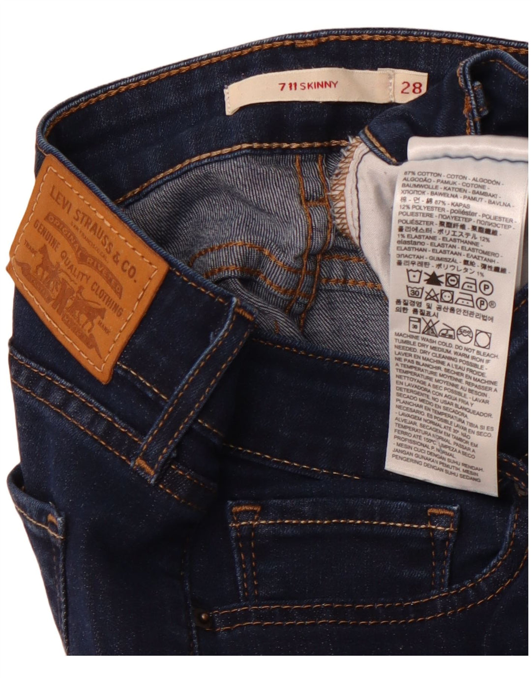 LEVI'S Vaqueros pitillo 711 para mujer W28 L32 Algodón azul marino