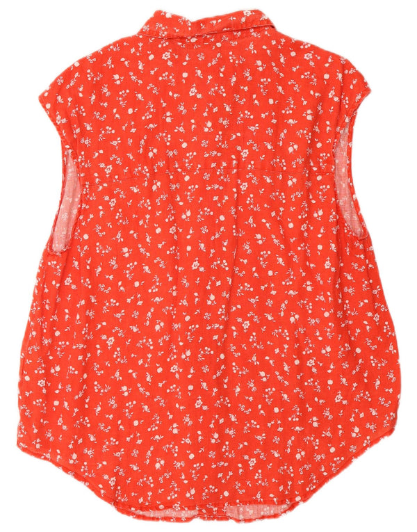 Benetton Blusa Camisera De Manga Corta ES 40 XL Rojo Floral Lino