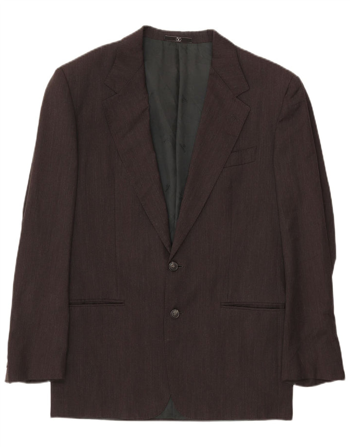 VALENTINO Chaqueta blazer de 2 botones para hombre IT 46 Small Gris Lana Virgen