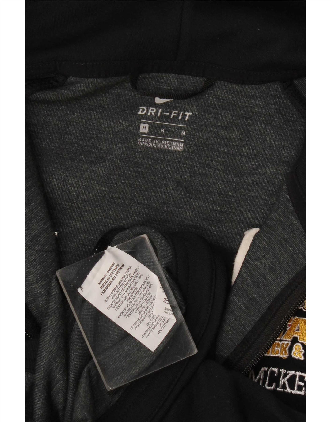 Nike Dri Fit Graphic Zip Sudadera con capucha para mujer UK 12 Mediano Negro Poliéster