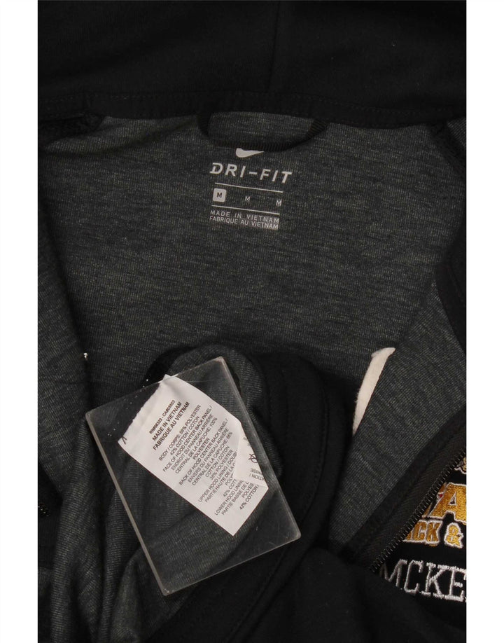 Nike Dri Fit Graphic Zip Sudadera con capucha para mujer UK 12 Mediano Negro Poliéster