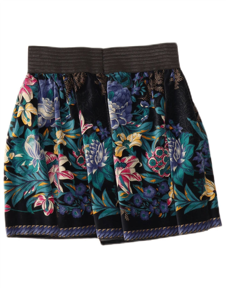 Falda plisada de terciopelo vintage para mujer W26 pequeña multicolor