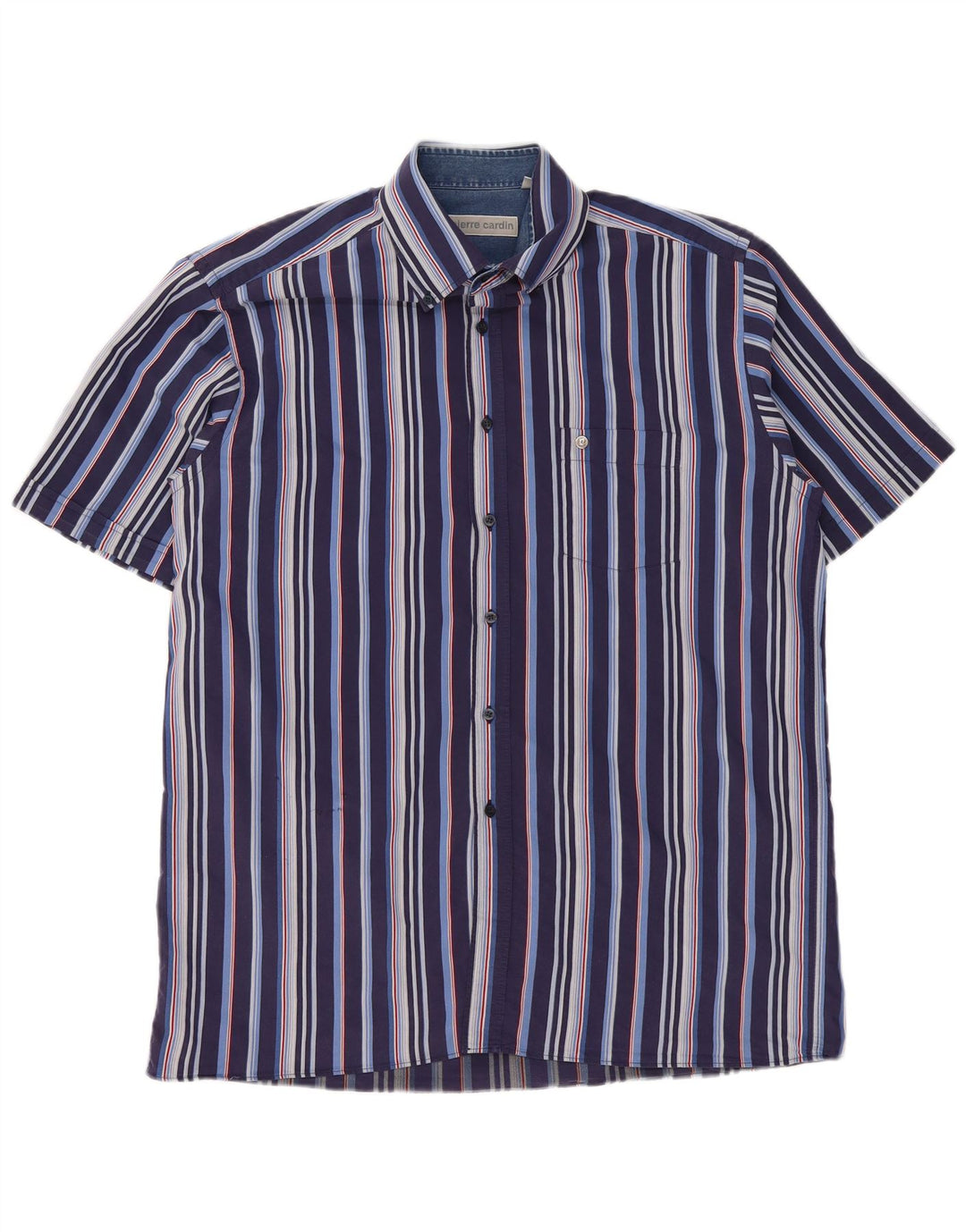 PIERRE CARDIN Camisa Manga Corta Hombre XL Azul Marino Rayas