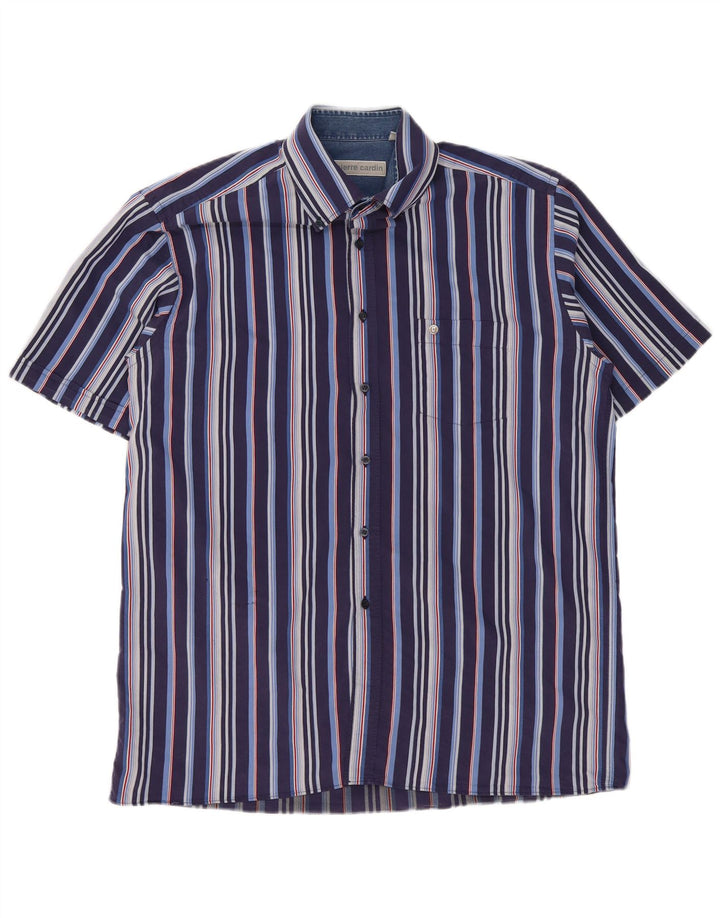 PIERRE CARDIN Camisa Manga Corta Hombre XL Azul Marino Rayas
