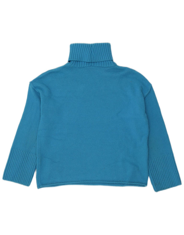Topshop Mujer Crop Oversize Roll Neck Jumper Sweater UK 4 XS Acrílico Azul