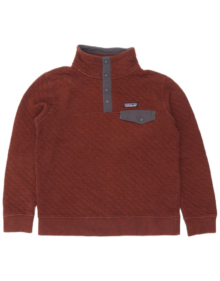 Patagonia Hombre Botón Cuello Sudadera Jumper Small Granate Algodón