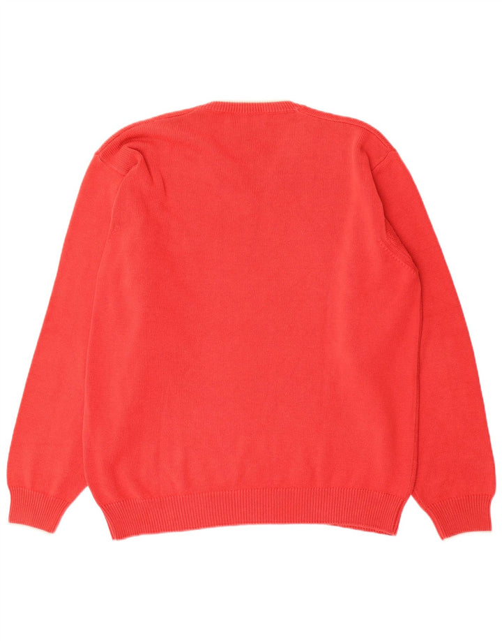 FRED PERRY Jersey con cuello en V para hombre de algodón rojo medio