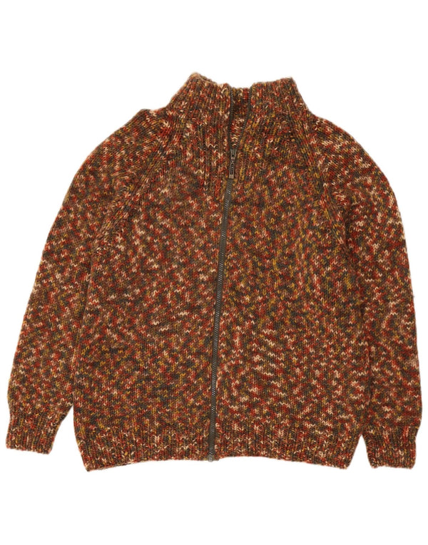 Vintage hombres Cardigan suéter medio multicolor moteado