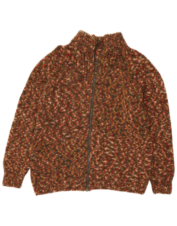 Vintage hombres Cardigan suéter medio multicolor moteado