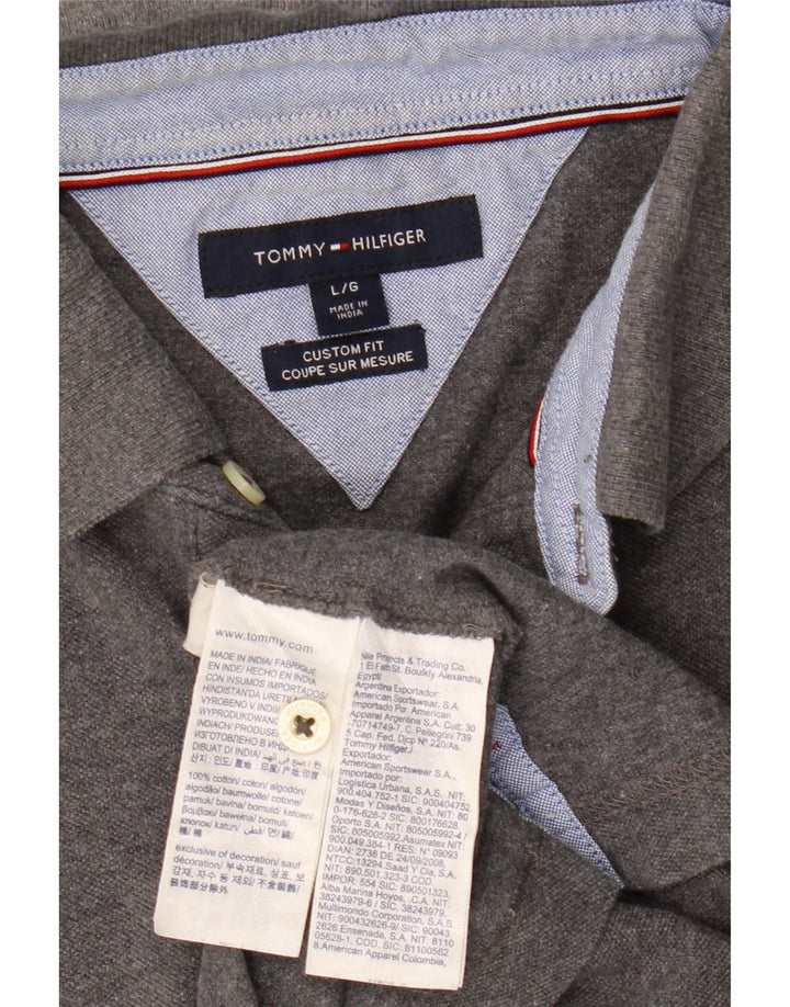 Tommy Hilfiger Polo de ajuste personalizado para hombre, tamaño grande, algodón gris