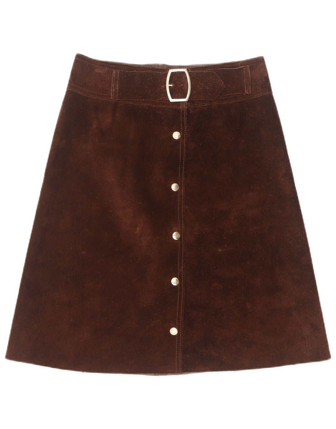 Falda de ante vintage para mujer W28 Marrón medio