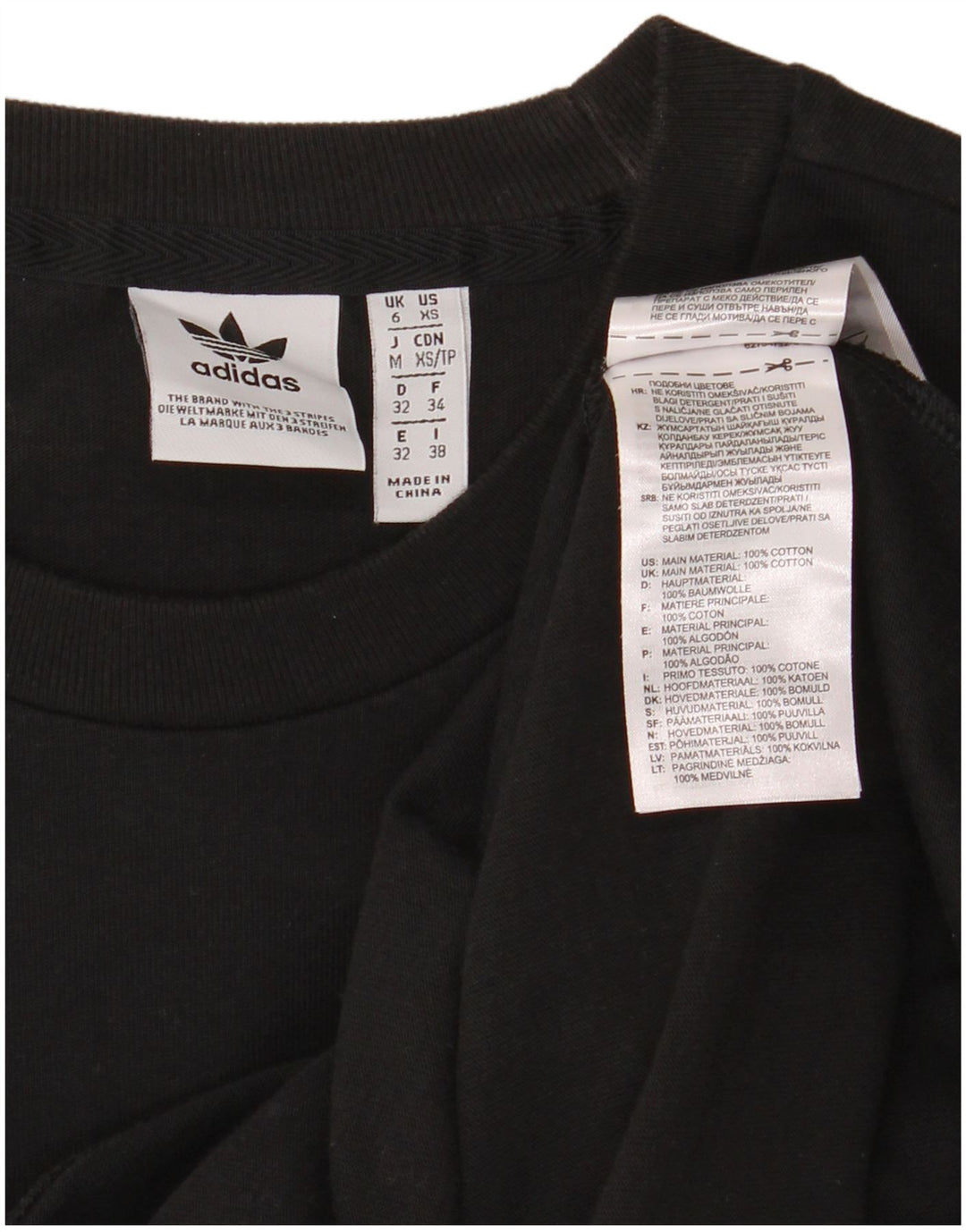 ADIDAS Vestido tipo camiseta para mujer UK 6 XS Algodón negro