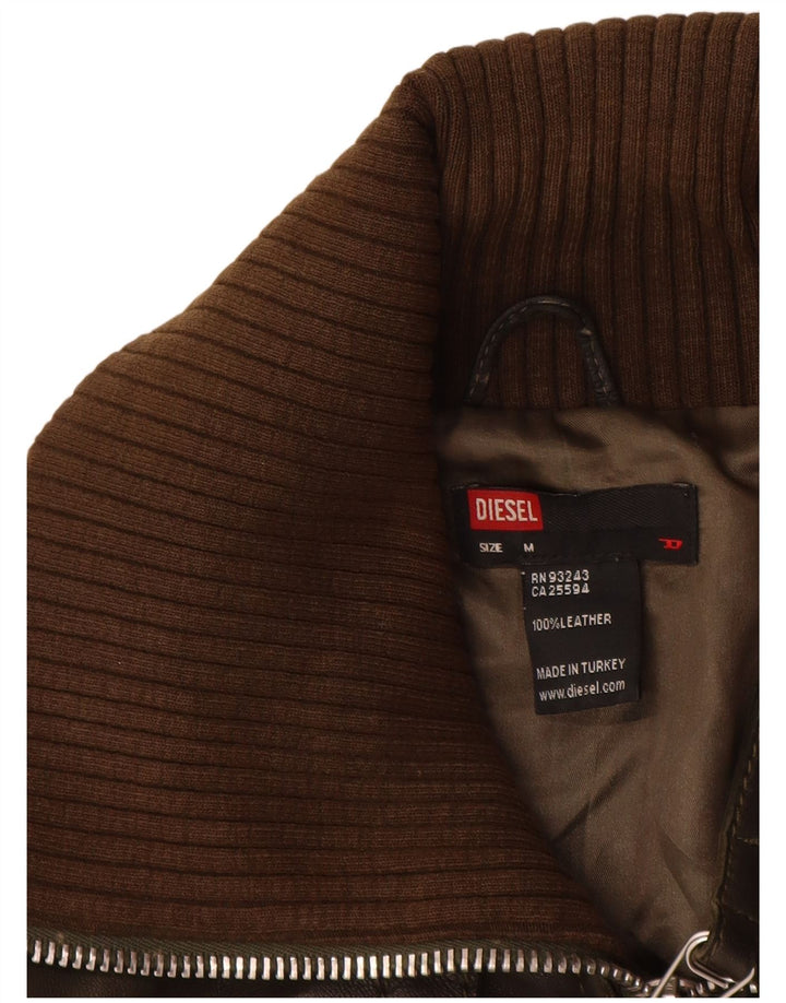 Diesel Chaqueta Bomber De Cuero Para Mujer UK 42 Cuero Marrón Medio