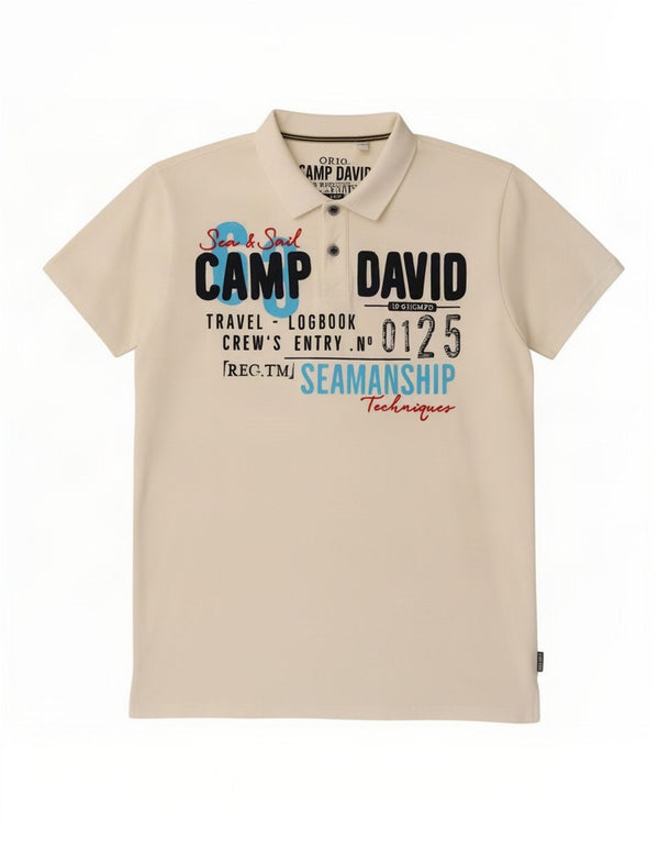 Camp David Polo gráfico para hombre 3XL Algodón blanco