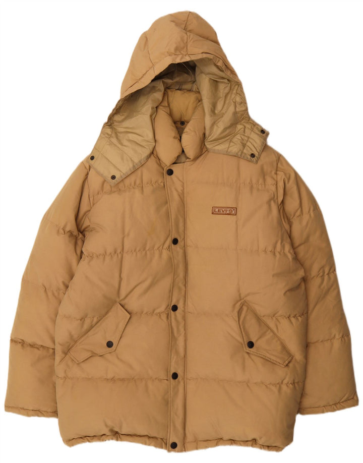 Levi's Chaqueta acolchada con capucha para hombre UK 40 Large Beige Nylon