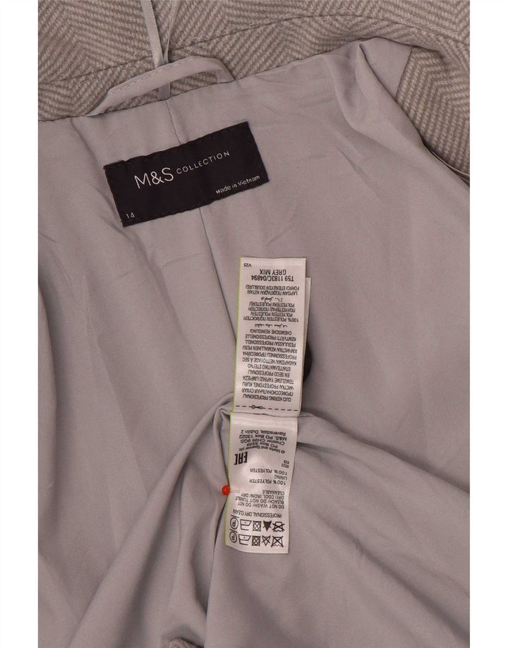 Marks & Spencer Abrigo para mujer UK 44 Grande Gris Espiga Poliéster