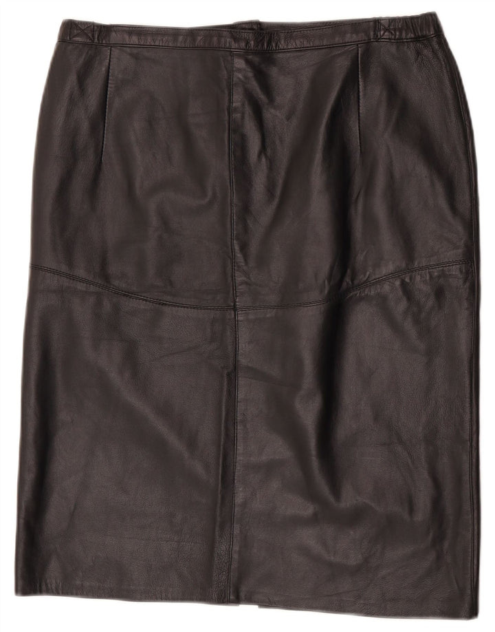 Falda de cuero vintage para mujer W34 grande negro