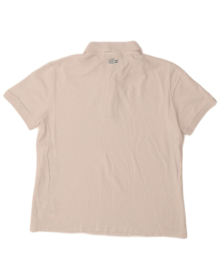 LACOSTE Polo gráfico de corte regular para hombre talla 5 grande algodón blanco