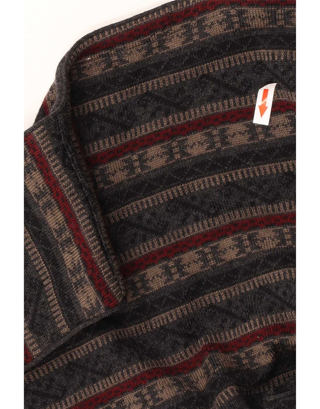 Vintage hombres punto chaleco medio gris Fair Isle lana virgen