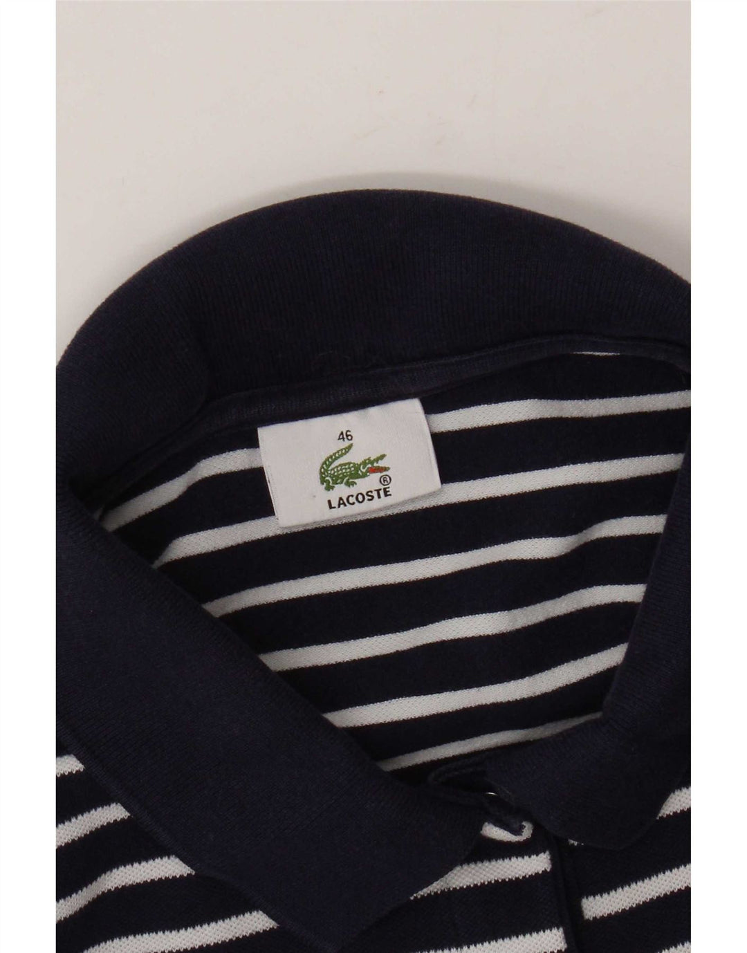 Polo Lacoste Mujer Talla 46 XL Azul Marino Rayas