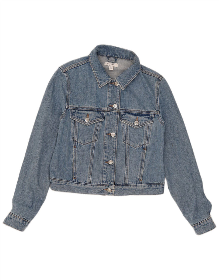 Topshop Chaqueta vaquera corta para mujer UK 10 Small Blue Cotton