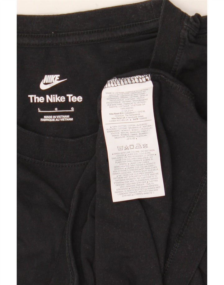 NIKE Camiseta gráfica para hombre Top grande de algodón negro