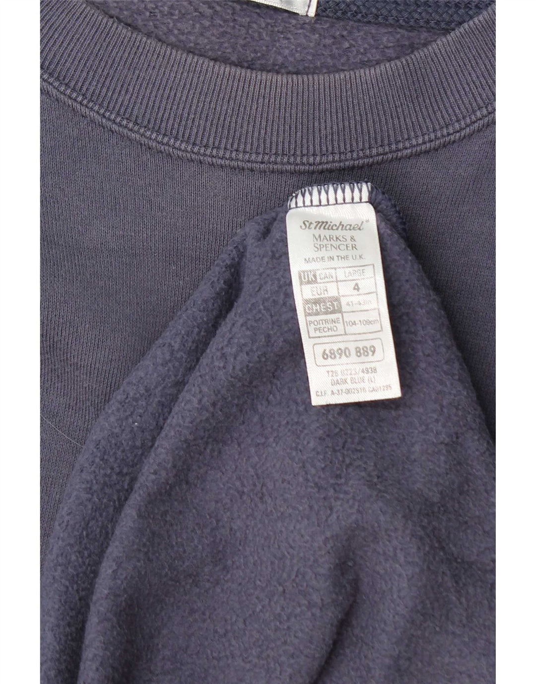 Marks & Spencer Hombre Sudadera Jumper Grande Azul Marino Algodón