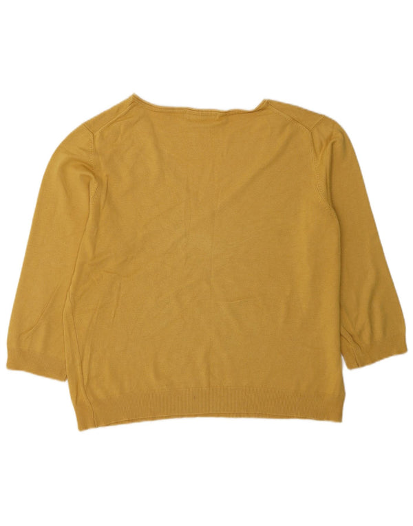 Marks & Spencer Suéter de Manga 3/4 con Cuello en V para Mujer UK 20 2XL Amarillo