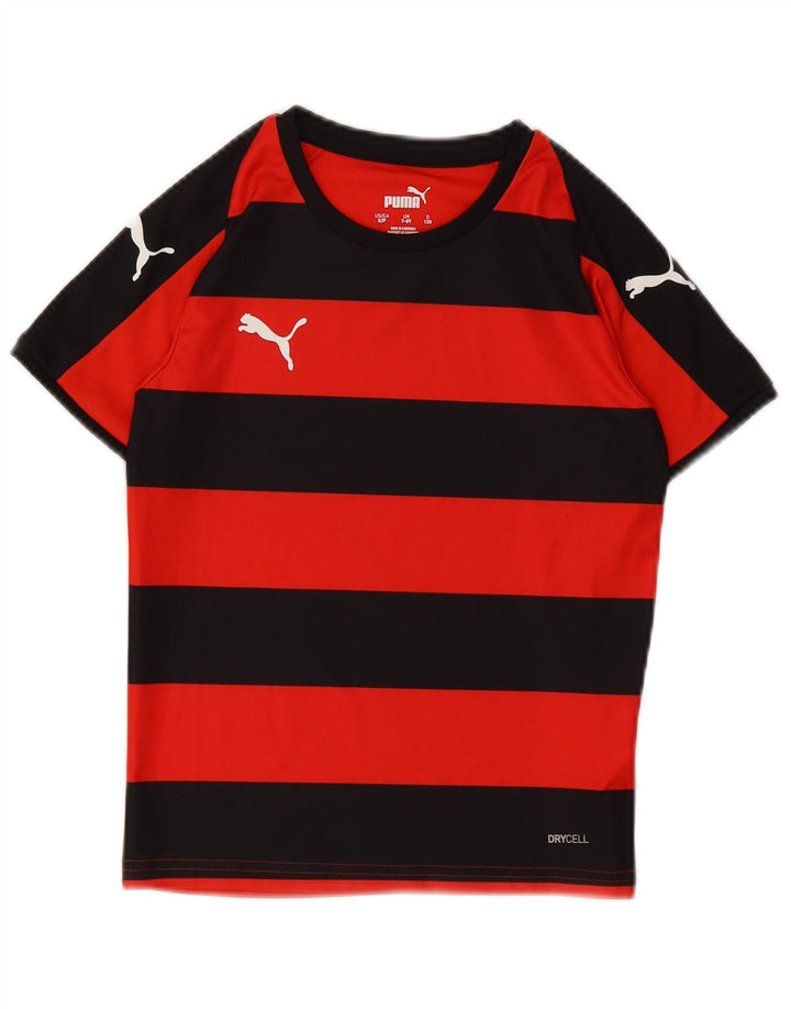 PUMA Boys T-Shirt Top 7-8 Years Red Striped Polyester