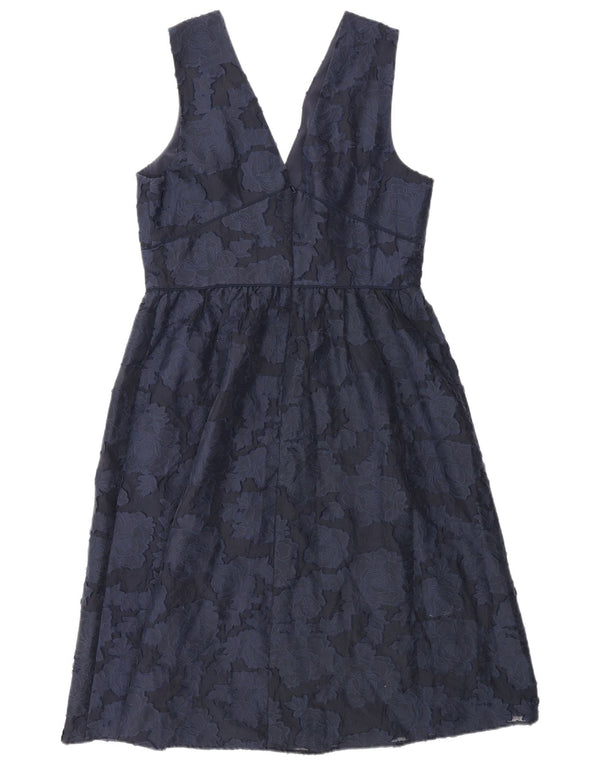 Warehouse Vestido Imperio para Mujer UK 44 Grande Azul Marino Floral Algodón