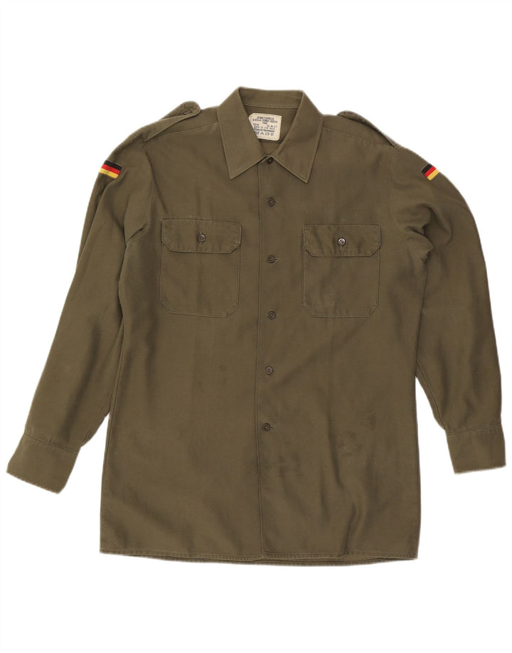 Camisa militar vintage para hombre color caqui medio