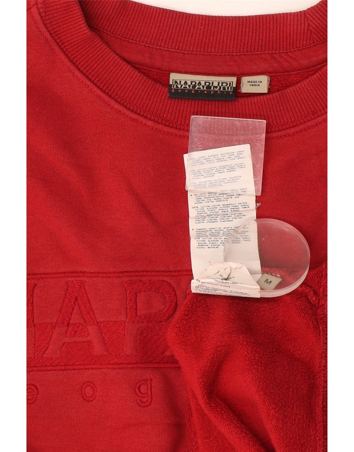 Napapijri Hombre Geographic Graphic Sudadera Jumper Medium Rojo Algodón