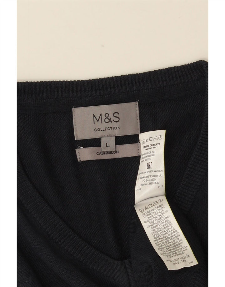 MARKS & SPENCER Suéter con cuello en V para hombre Acrílico azul marino grande