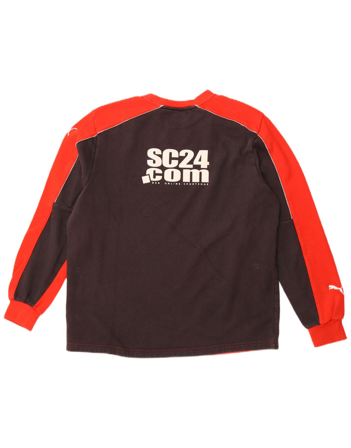 PUMA Sudadera con estampado gráfico para hombre, jersey grande de algodón con bloques de color rojo