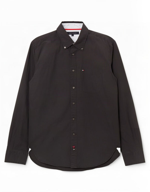 Camisa Tommy Hilfiger Hombre Mediana Algodón Negro