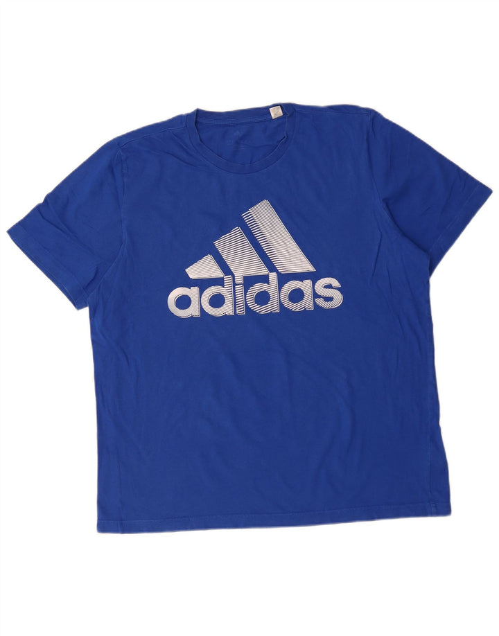 Adidas - Camiseta gráfica para hombre, talla grande, algodón azul