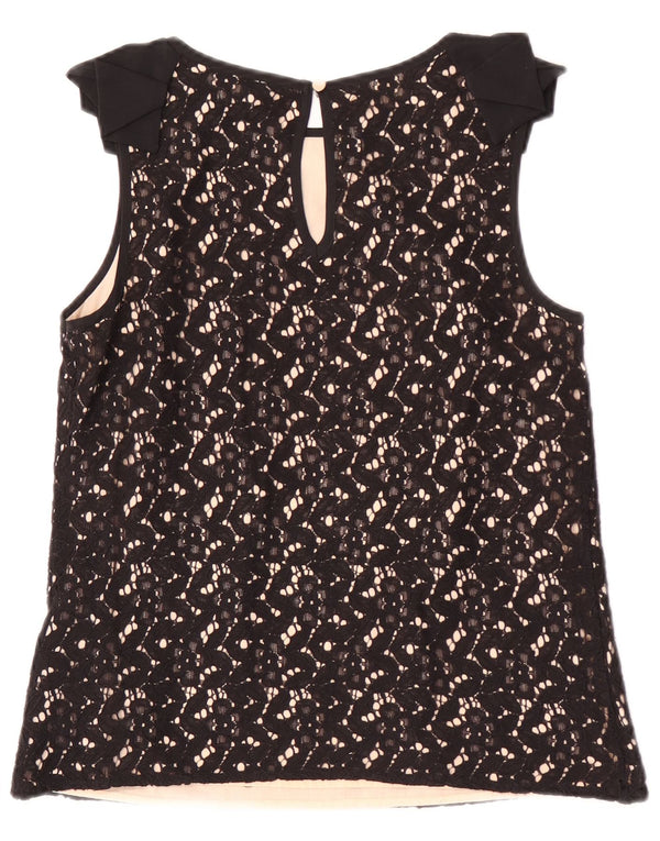 Oasis Blusa de encaje sin mangas para mujer UK 10 Small Black Floral Cotton