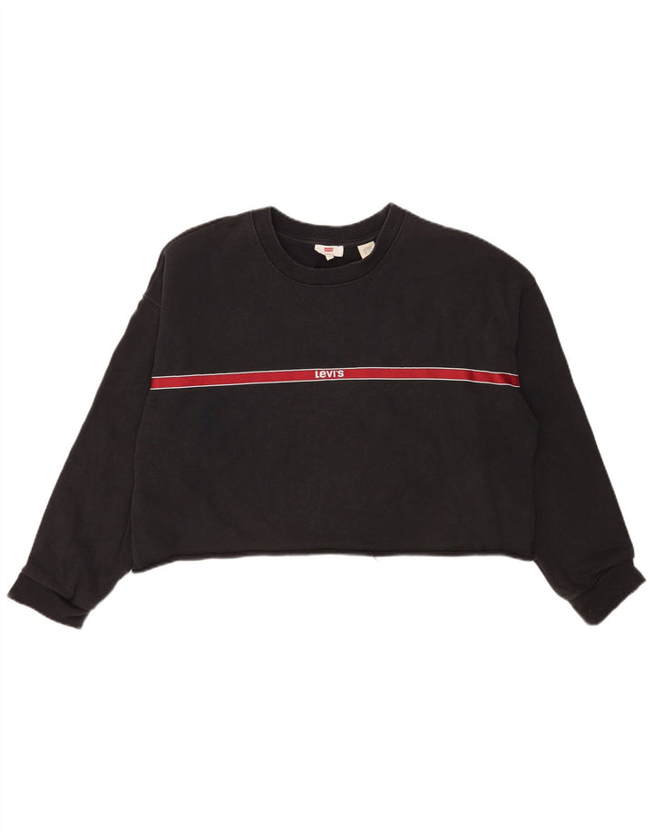 Levi's - Sudadera corta extragrande para mujer, talla 40, talla grande, color gris a rayas